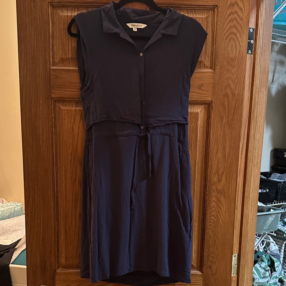 Dagg and Stacey Navy Sleeveless Button-Up Dress